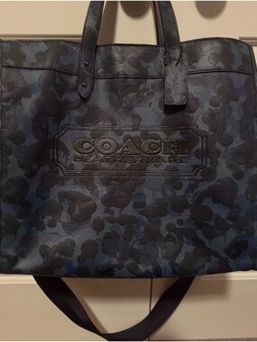 Coach Men’s Black & Navy Camo Leather Tote